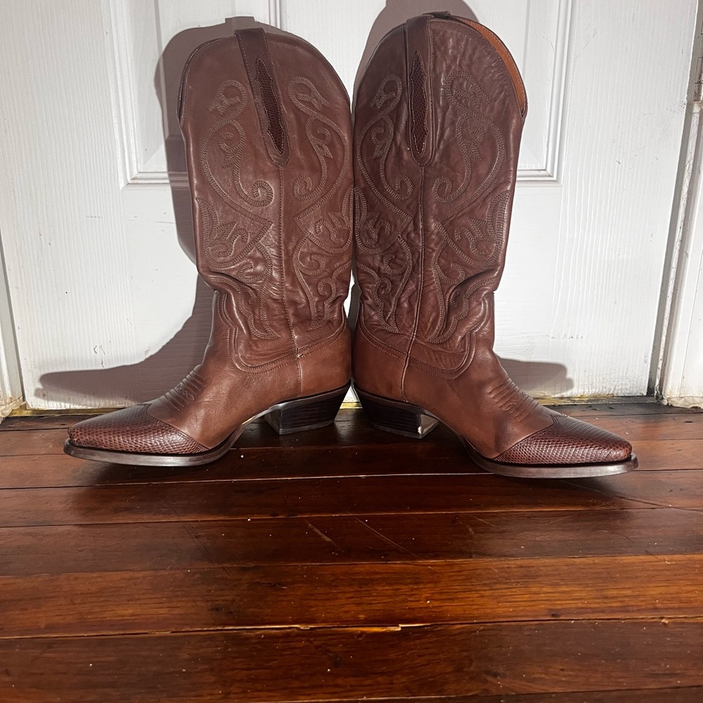 Dark Brown Leather Cowboy Boots